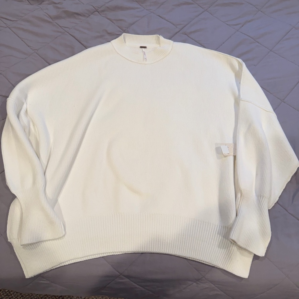 Free People Ivory Ribbed Sweater